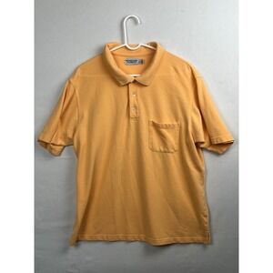 Windham Pointe Mens Polo Shirt Size L Short Sleeve Pocket Pique Orange Classic